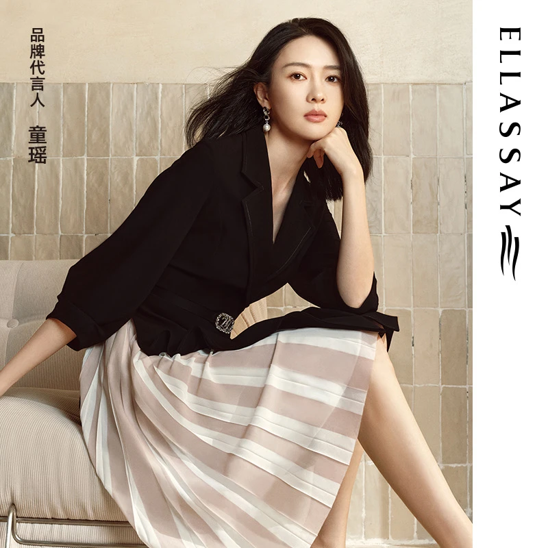 【粉丝专享】歌力思【童瑶同款】三醋酸百褶连衣裙EWF351Y15100