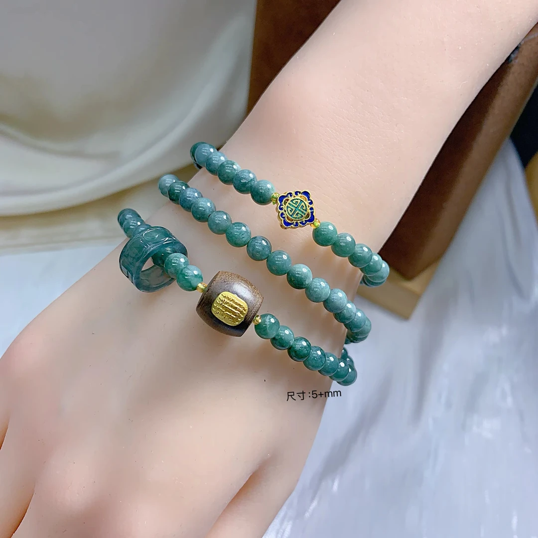 天然蓝水翡翠多圈原创设计款