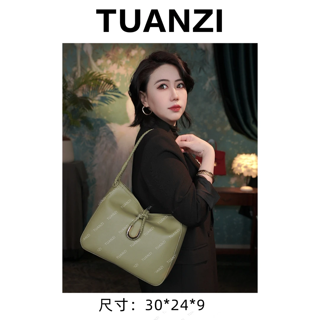 【高端玩家】新款经典女士轻奢时尚腋下女包 J-6473-洞石绿