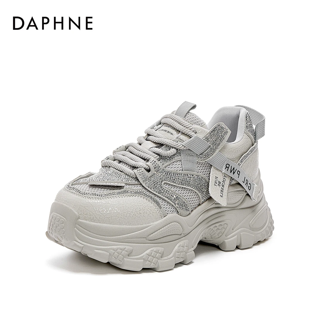 达芙妮2025年新款女鞋百搭网面复古老爹鞋时尚潮流系带秋季运动鞋