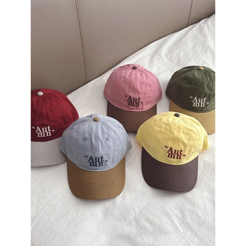 美式软顶复古刺绣拼色儿童鸭舌帽 韩版百搭街头潮牌宝宝棒球帽