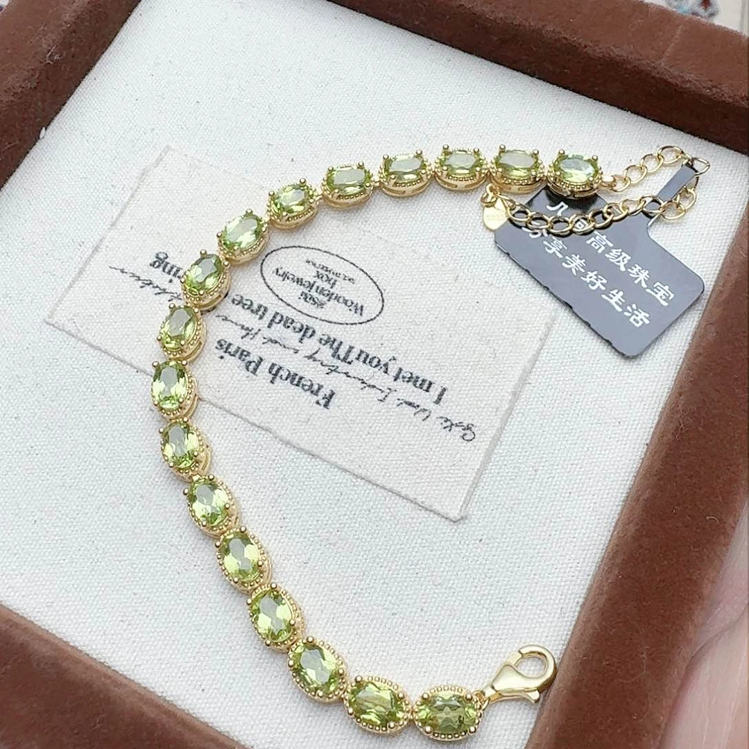 橄榄石手链银S925镶嵌手链