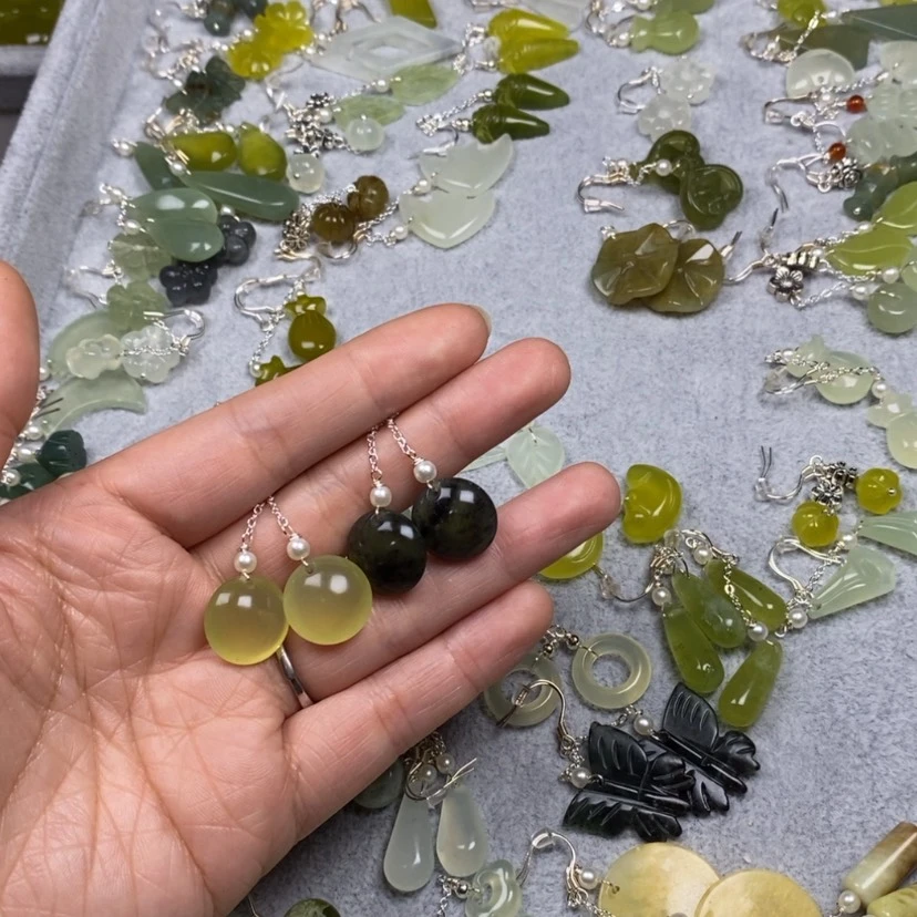 【闪购商品】蛇纹石玉挂件耳饰耳环项链未镶嵌小*