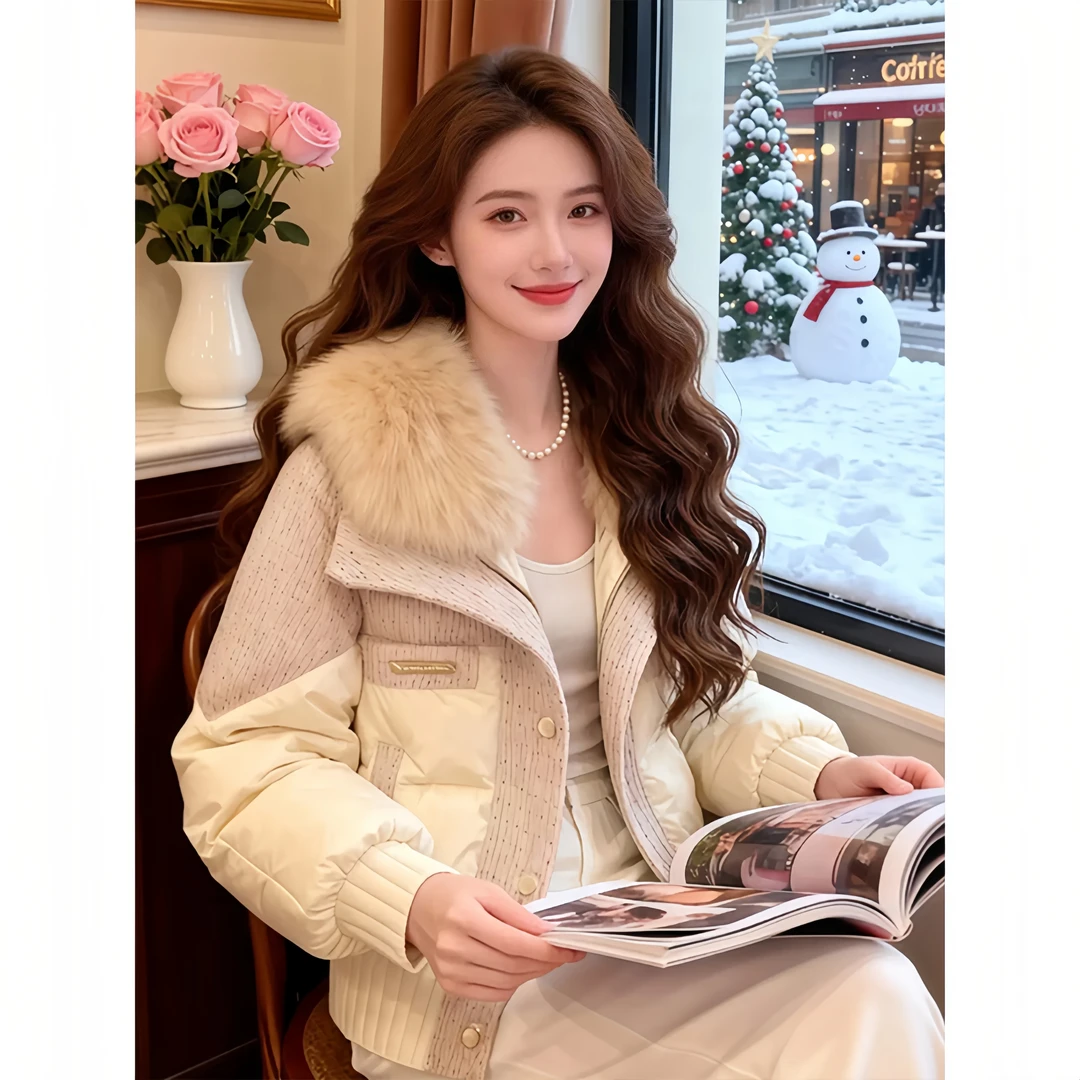 高级感巨好看棉服女冬季气质大毛领保暖外套