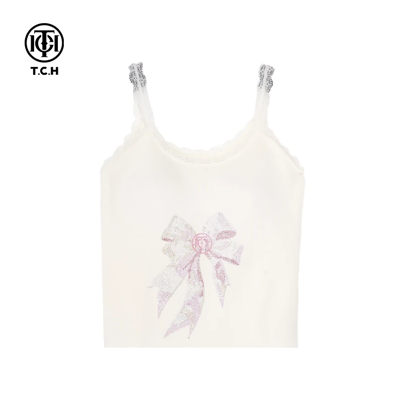 -TCH烫钻蝴蝶结时尚休闲吊带T75A14E5006