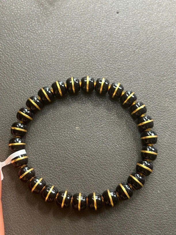 足金 卡7 珐琅彩黑色手串 01