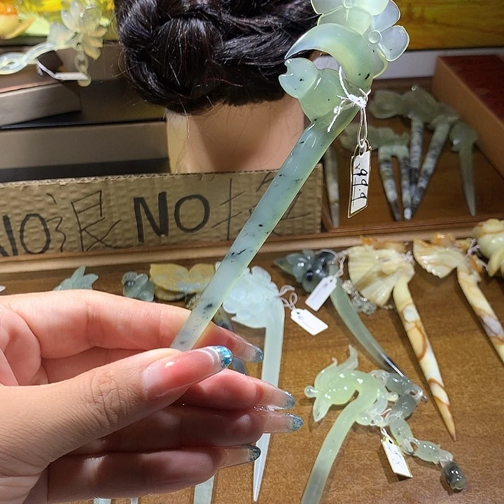 蛇纹石玉合金发饰