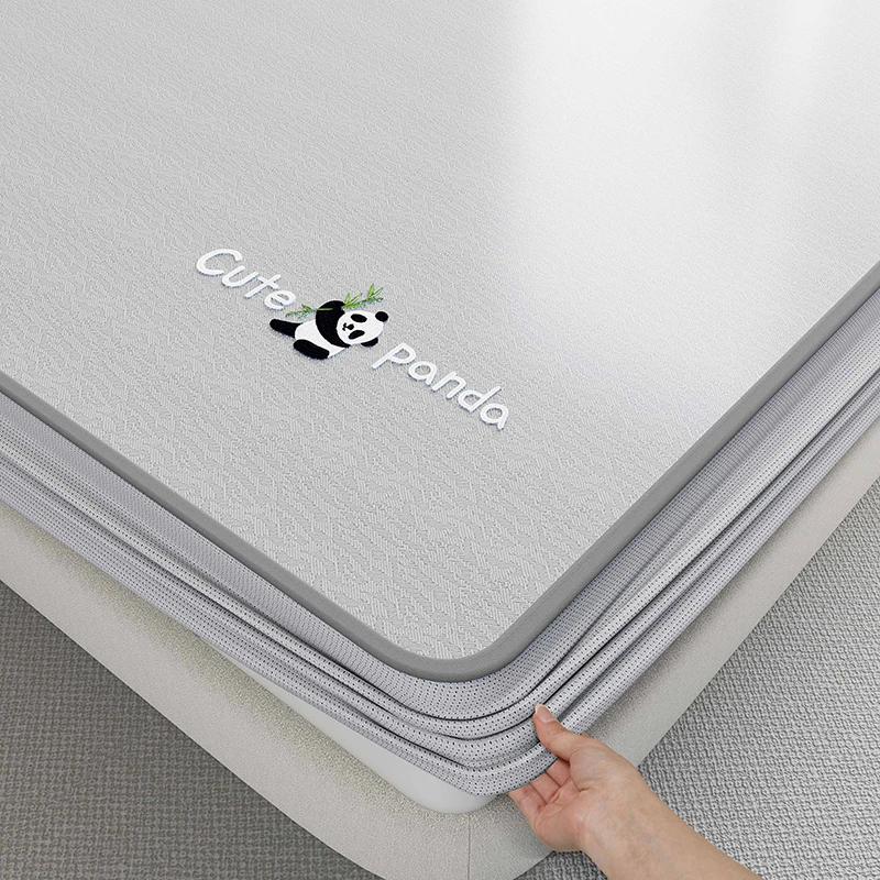 小熊猫夏天凉感冰丝席三件套可折叠家用透气空调席软凉席子床笠款