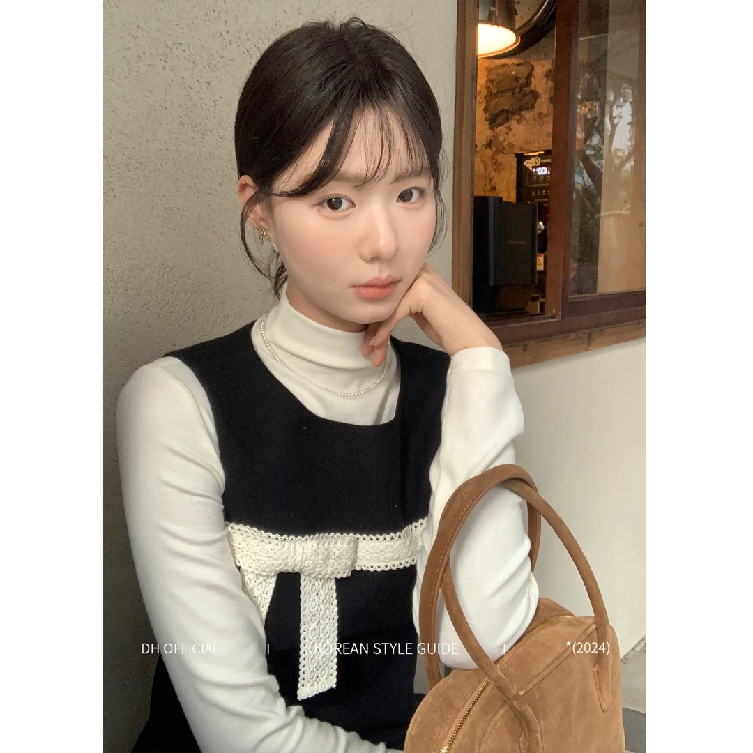 清DH OFFICIAL 大花【贝莉日记 Belle】法式精致蝴蝶撞色背心连衣裙