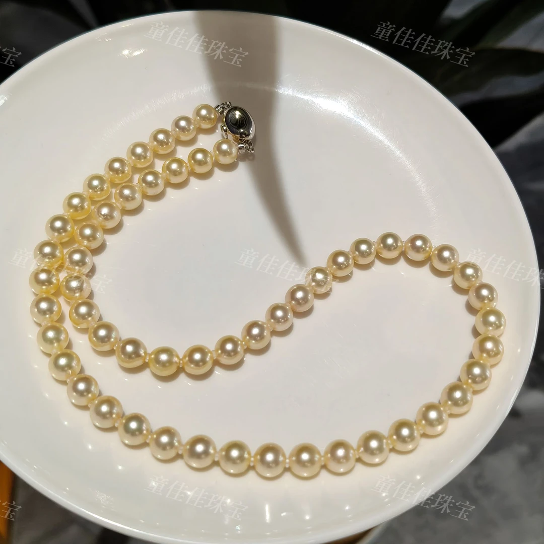 【孤品福利】  海水Akoya羽皇金珍珠满串 正圆 强光 7-8mm 时尚百搭