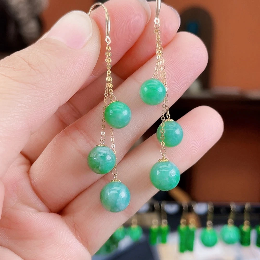 翡翠18K金镶嵌耳饰