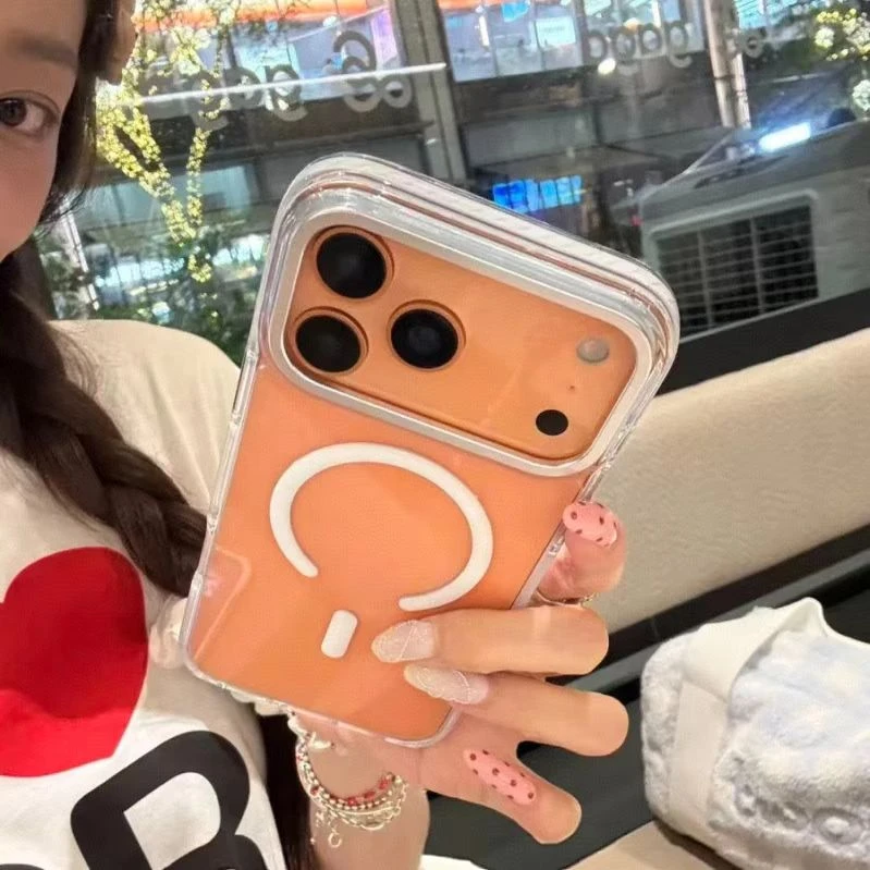 高级感简约透明磁吸适用于iPhone17promax手机壳16p防摔15ins风14
