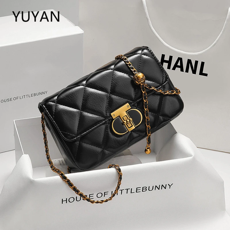 高级感真皮包包2025新款时尚软皮女包小香风菱格链条包单肩斜挎包