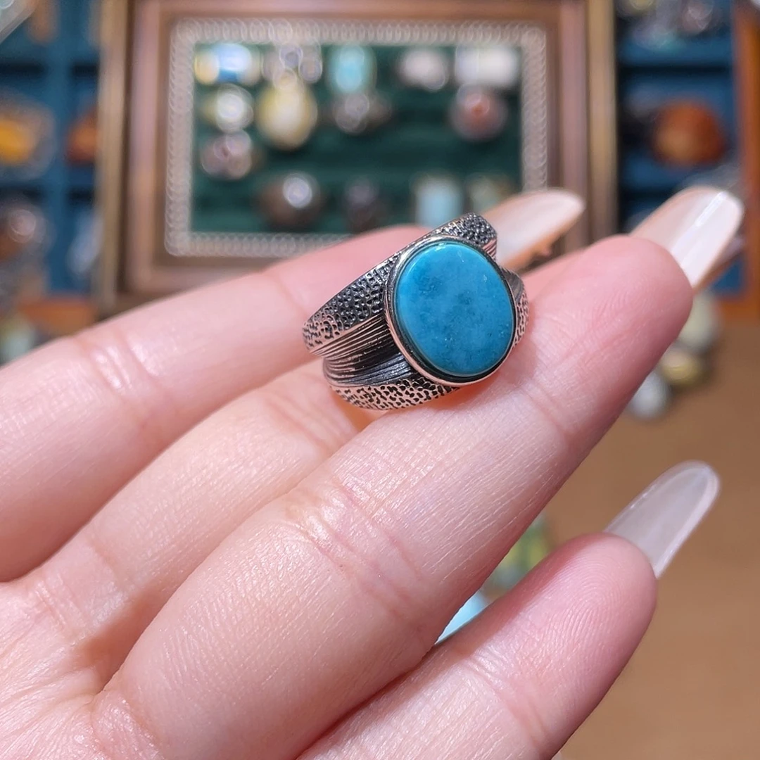 一***鸿绿松石银S925镶嵌戒指戒指