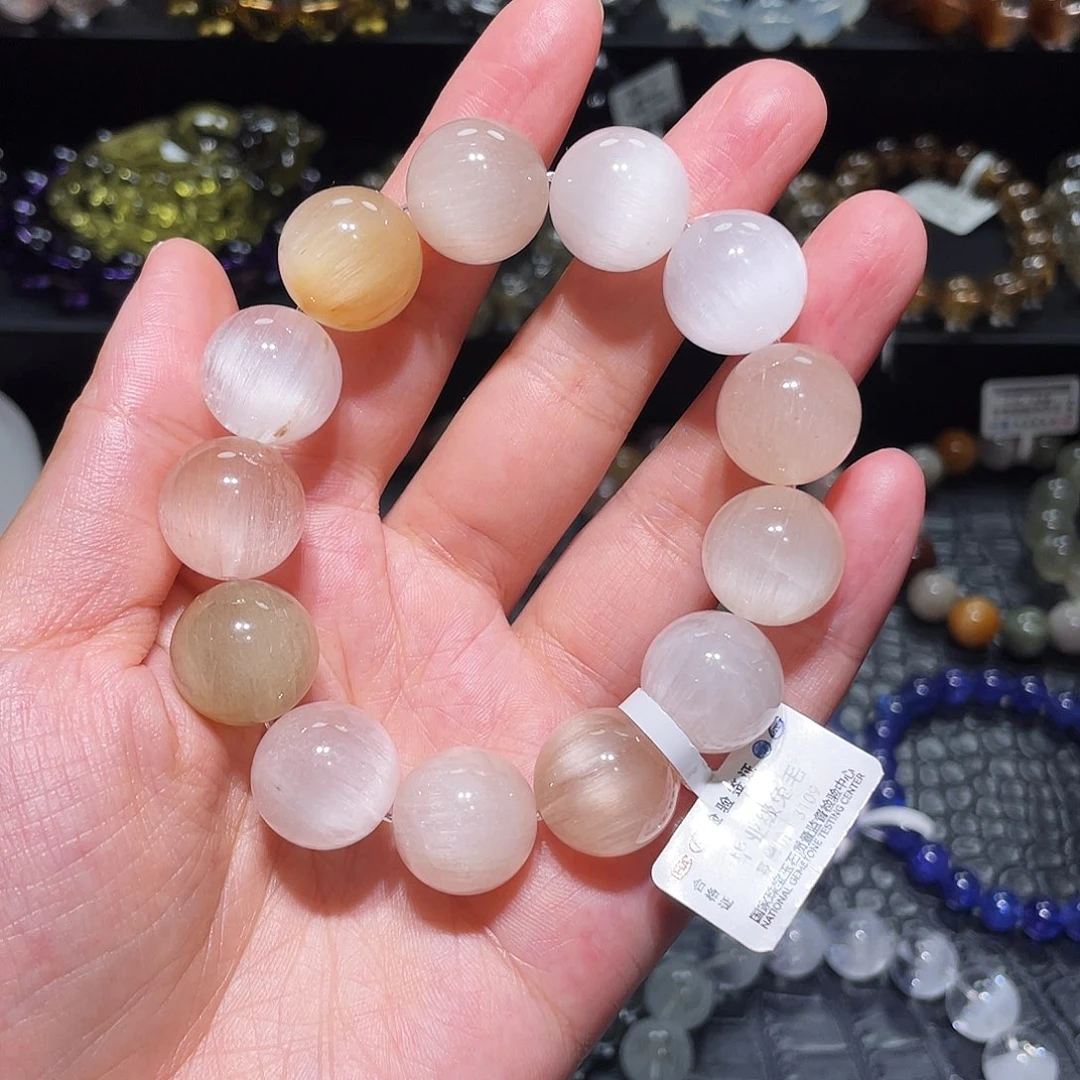 水晶手链未镶嵌兔毛手链，晶体通透