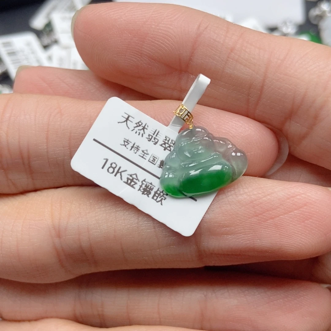 翡翠18K金镶嵌吊坠(不含链)