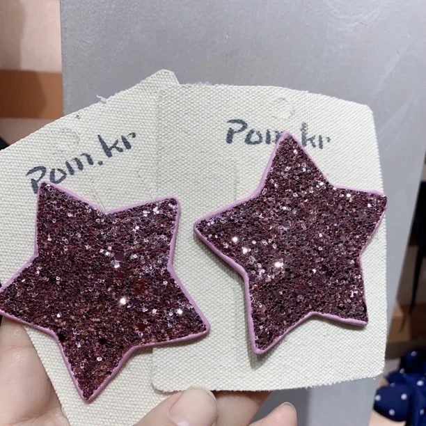 A130闪亮亮粉色五角星到手一对