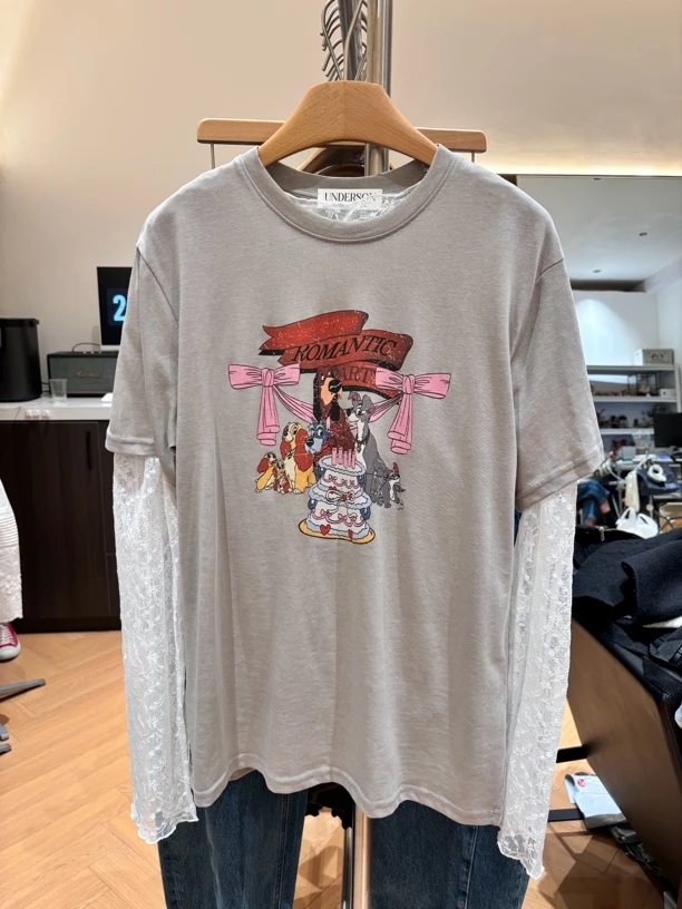 真两件套纱袖T恤可拆分搭配