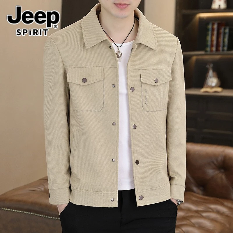 Jeep吉普商务夹克男青年春秋季休闲上衣外穿工装外套韩版潮牌夹克