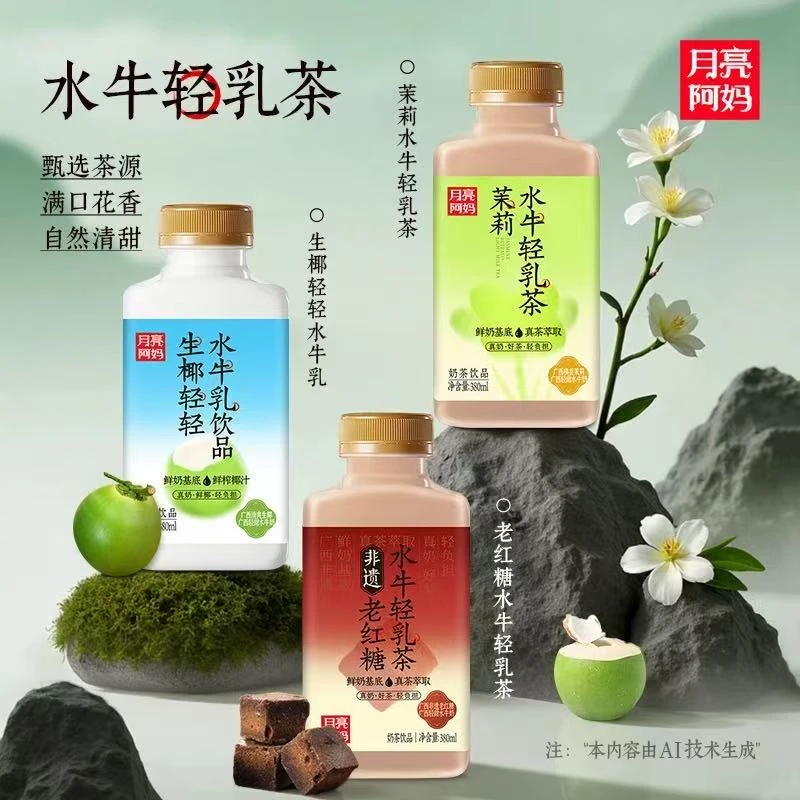 【交个朋友专属】月亮阿妈广西水牛乳奶茶轻乳茶三口味380mlx6瓶