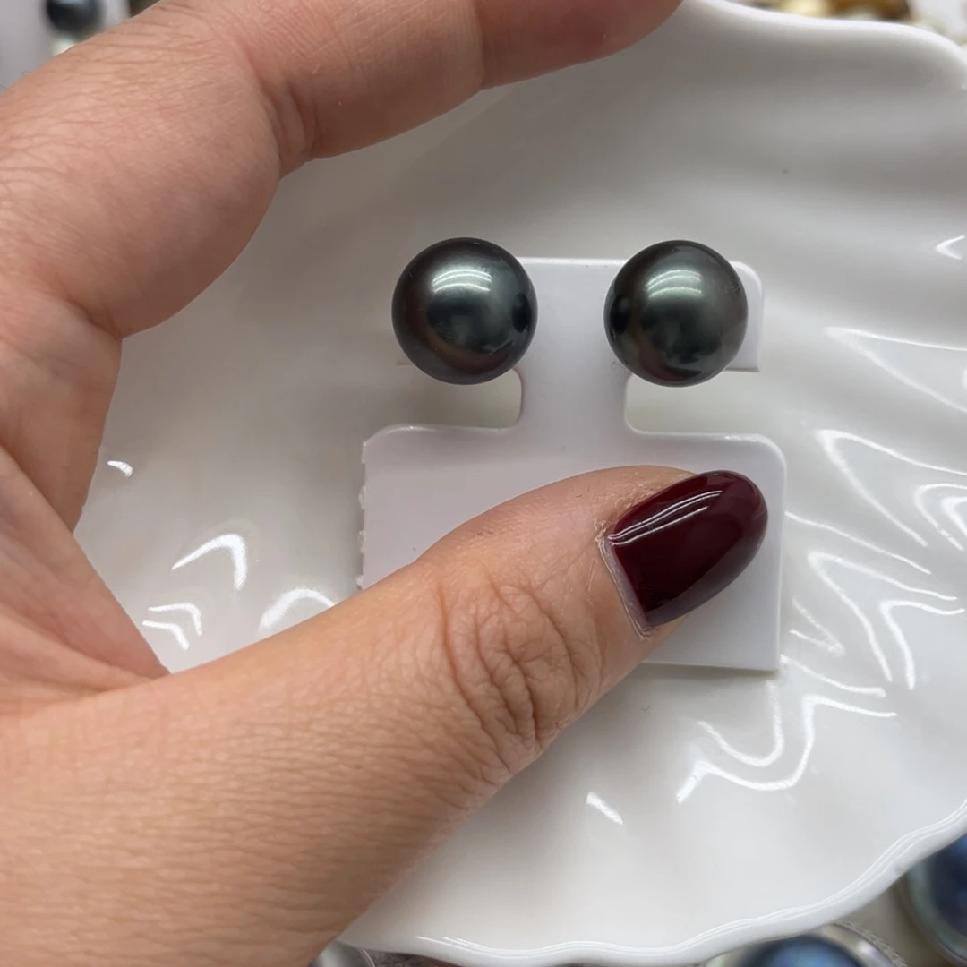 海水珍珠耳饰银S925镶嵌