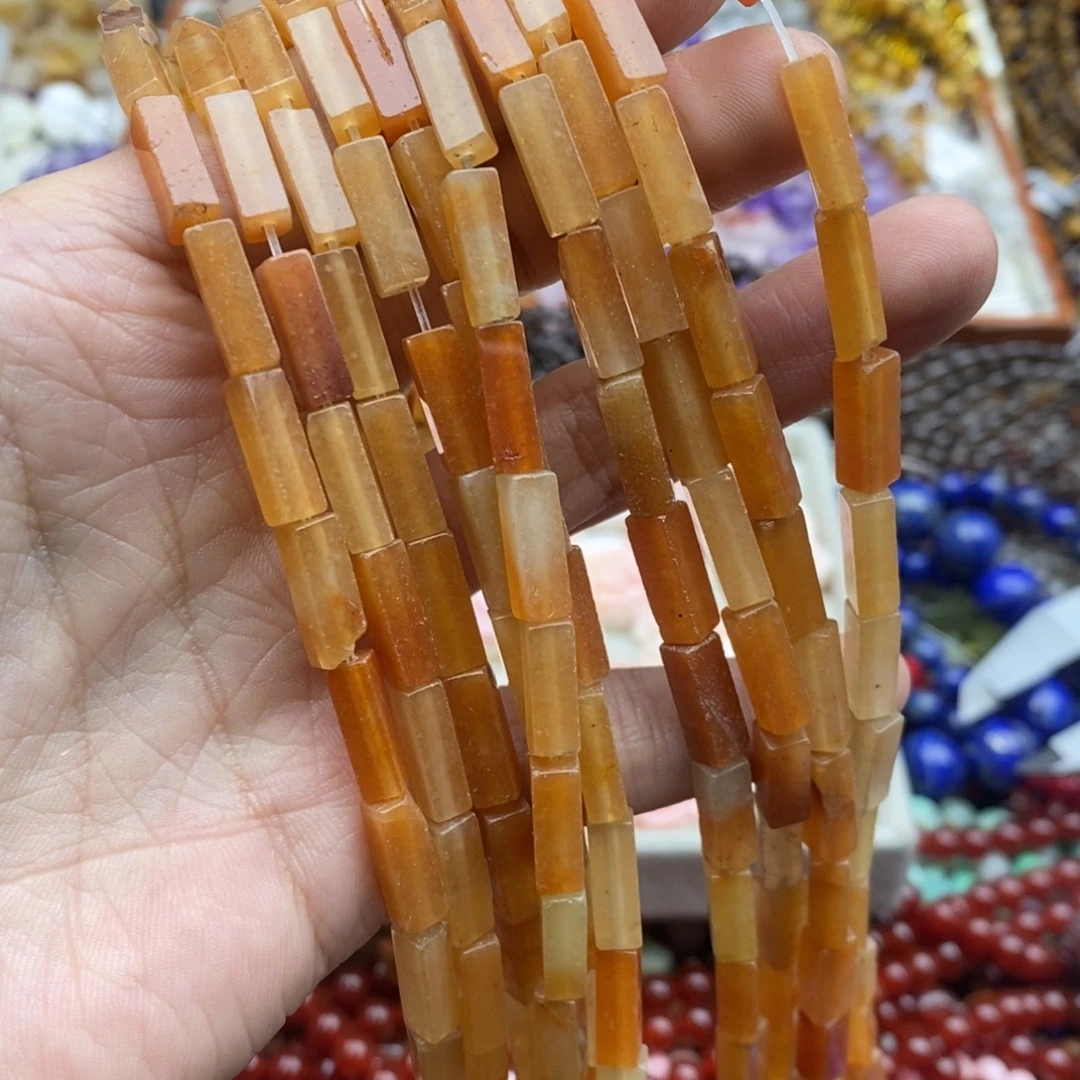 玛瑙/玉髓未镶嵌珠宝半成品一条天然微瑕4×13红东岭玉方管