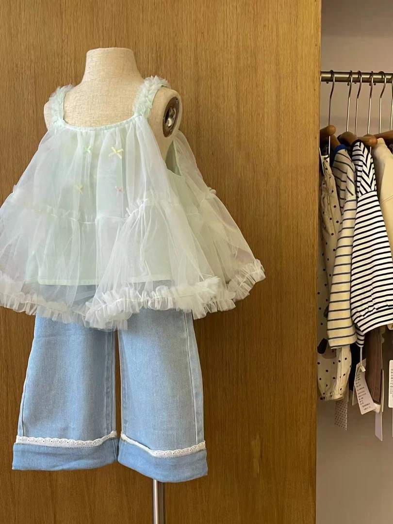 25春季新款女童韩版网纱吊带娃娃衫吊带背心