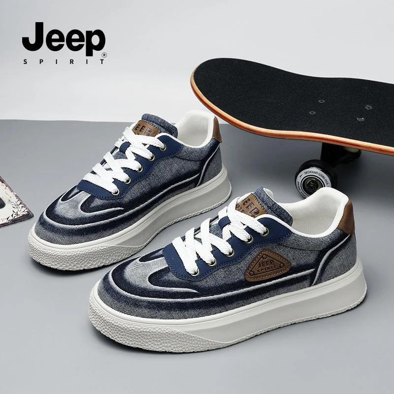 JEEPSPIRIT板鞋厚底系带夏季拼色休闲布鞋低帮网面春季潮鞋潮流鞋