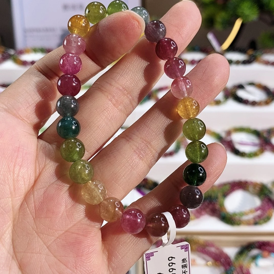 碧玺手串未镶嵌G2309素圈颜色微差