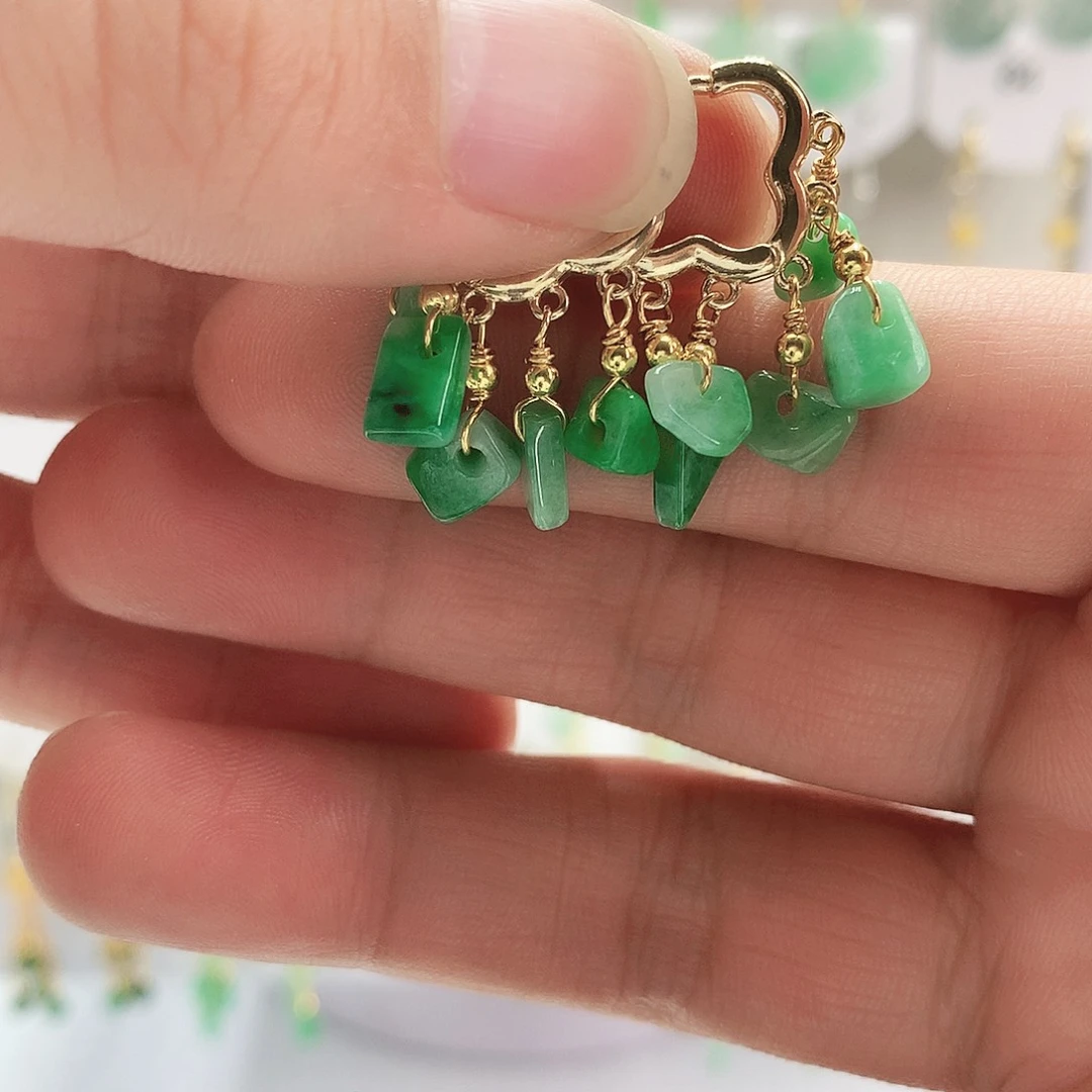 翡翠银S925镶嵌耳饰69