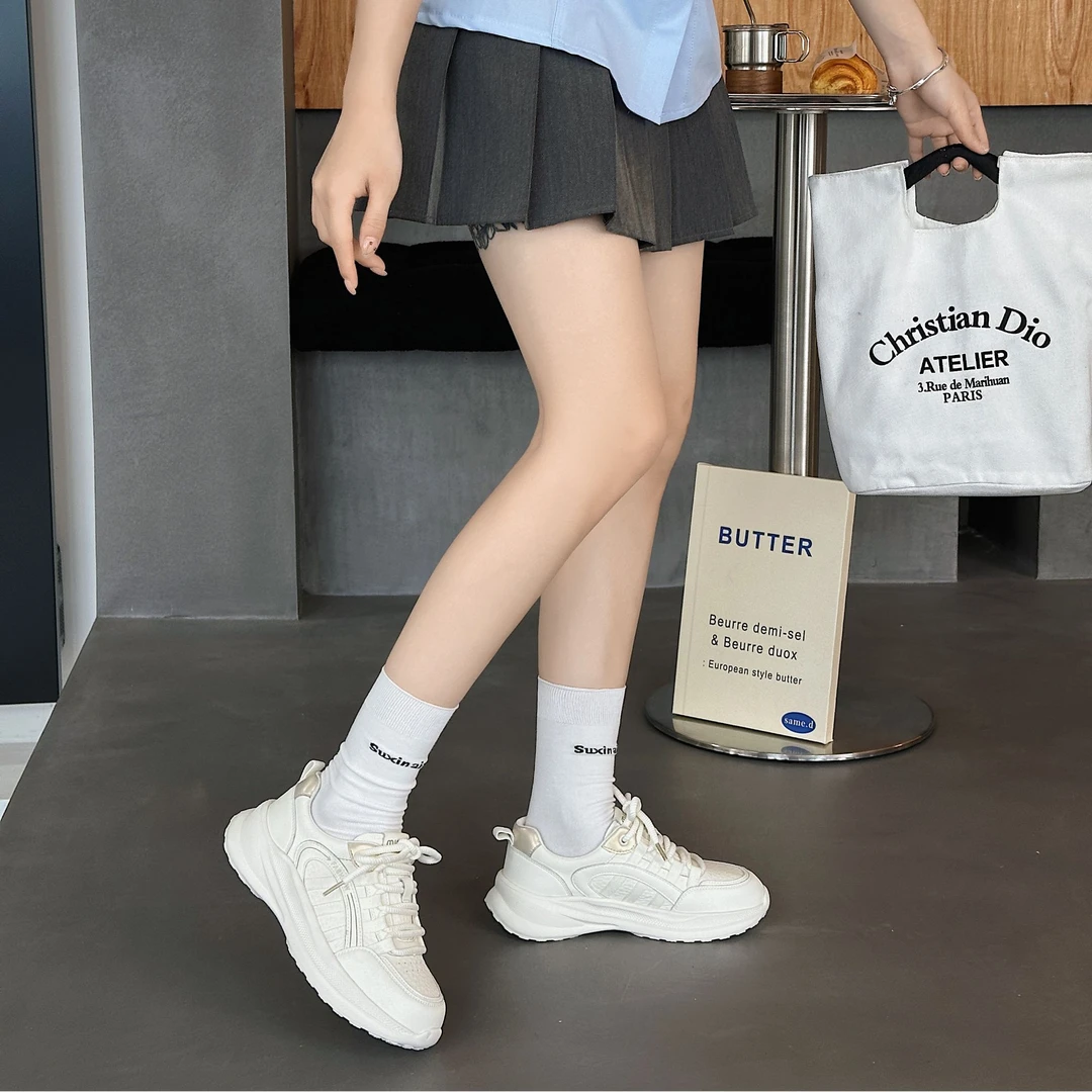 J.WON劲王秋季修面皮时尚休闲鞋百搭ins老爹鞋小白鞋时尚