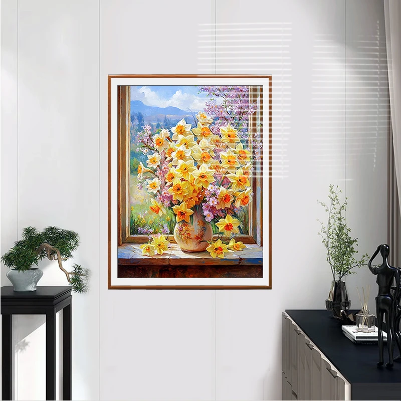 【新疆长绒棉绣布】7211金盏映霞十字绣大格60x80厘米满绣43色