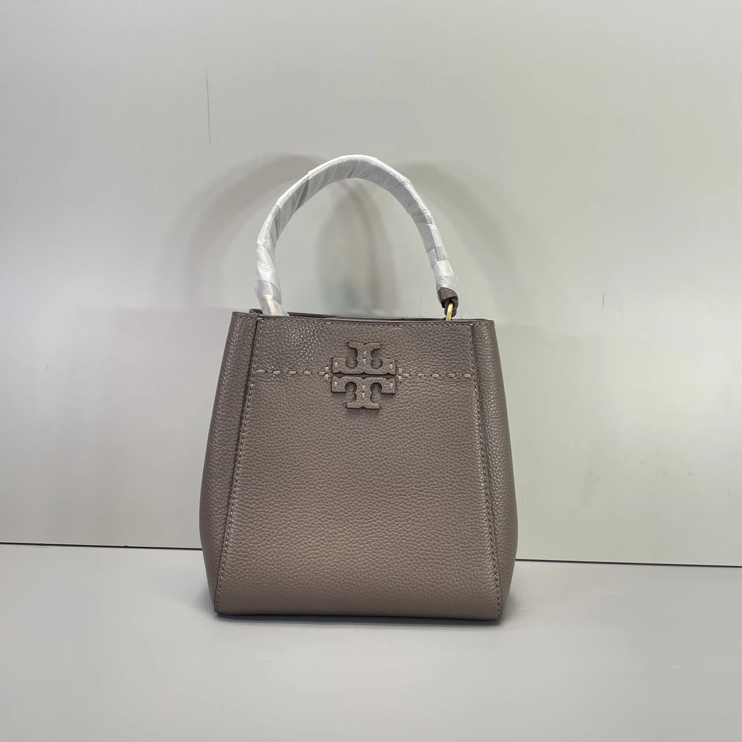 95新 TORY BURCH/汤丽柏琦  小林/灰色变形小水桶包18*19*12cm