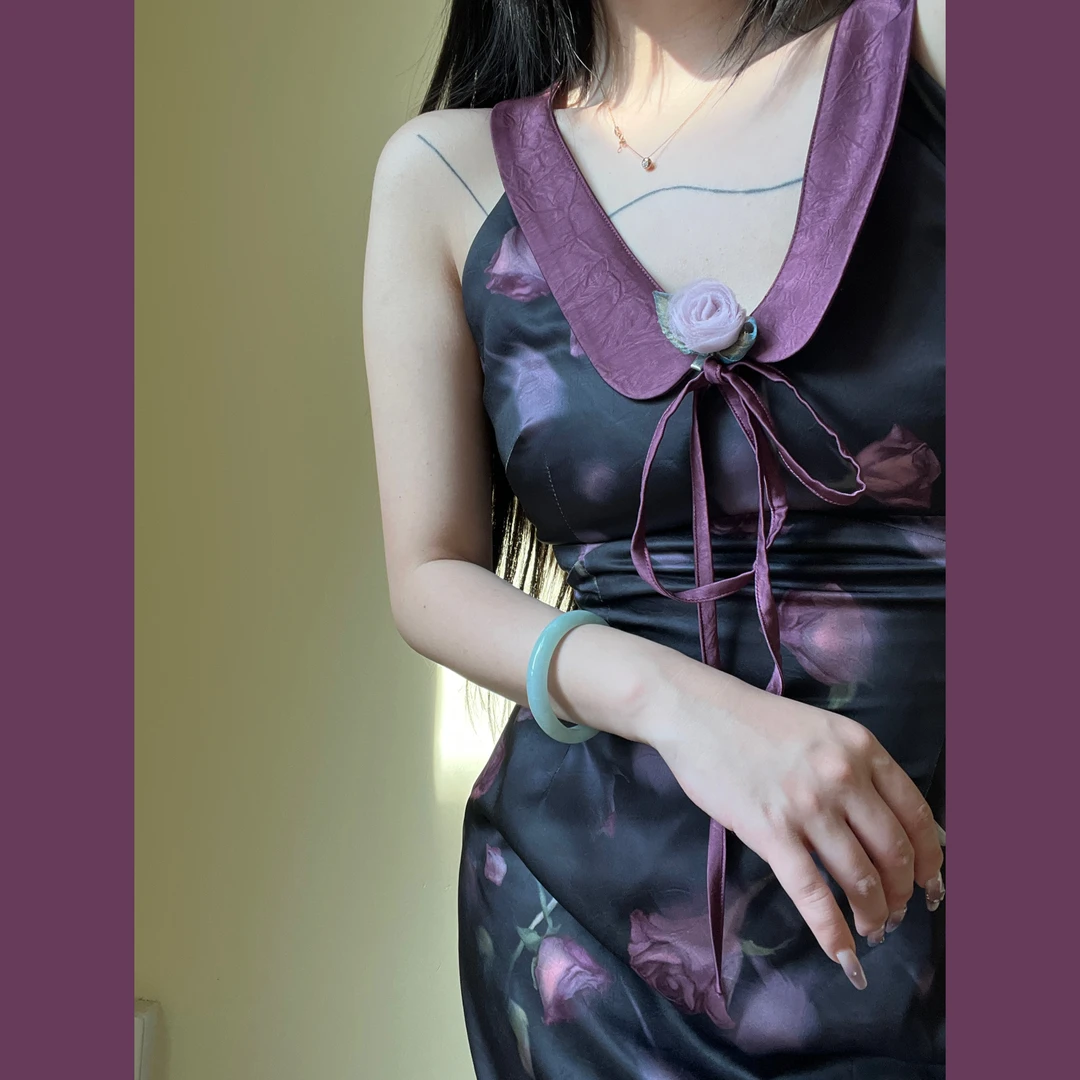 Lam muimui【宁夏】复古港风日常无袖连衣裙修身显瘦长裙子气质夏季