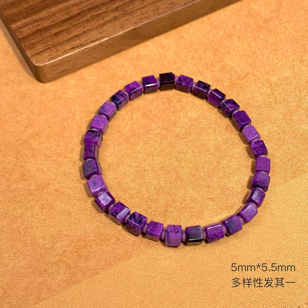 潮生石丨舒俱来四棱素手串/5mm*5.5mm+/多样性发其一/C00367