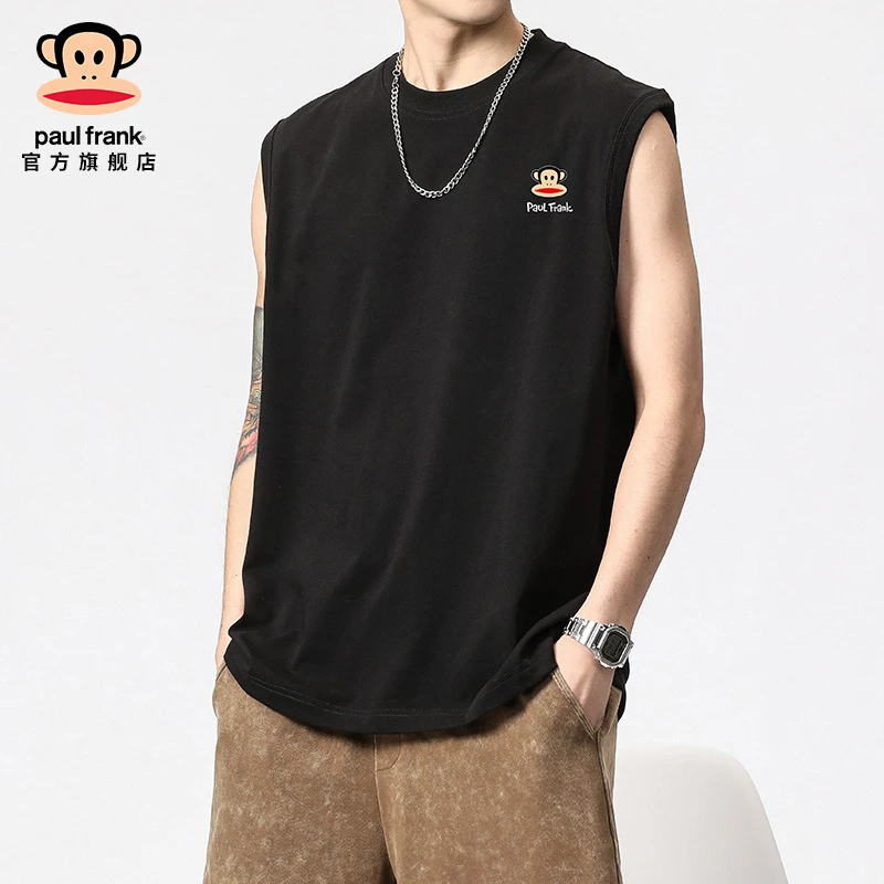 Paul Frank/大嘴猴纯棉无袖T恤男士夏季薄款透气运动健身坎肩背心