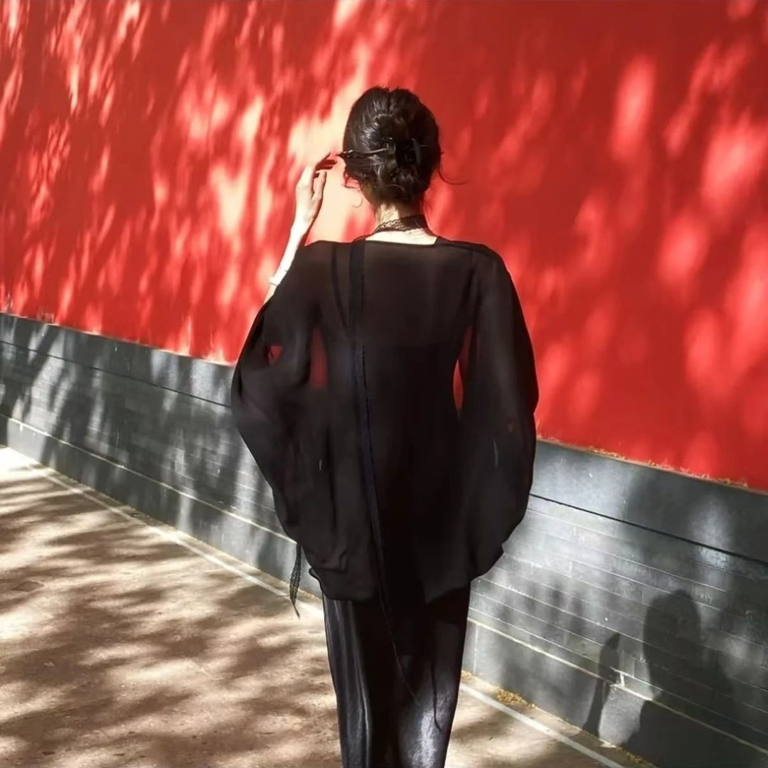 超仙雪纺防晒衣女夏季配旗袍裙子外搭小披肩薄纱开衫外套透气罩衫