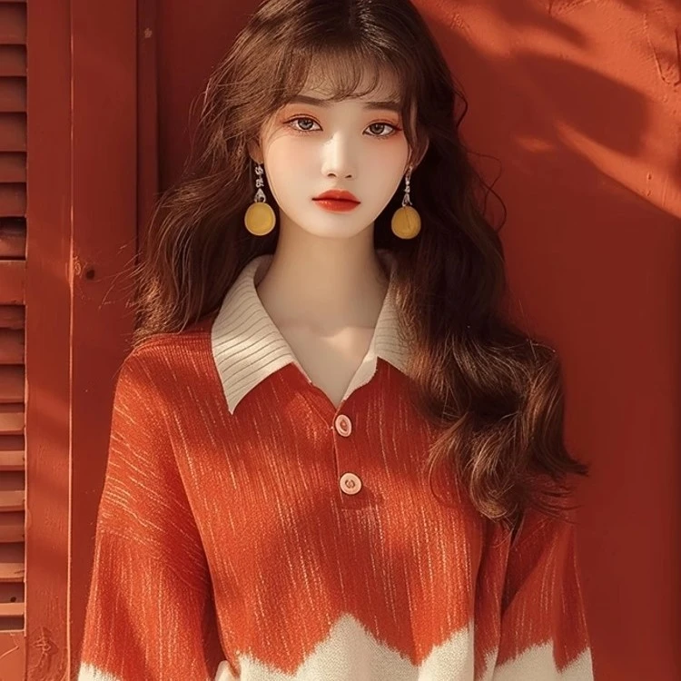 SS2724今年流行漂亮毛衣洋气减龄时髦气质超好看拼接针织Polo衫