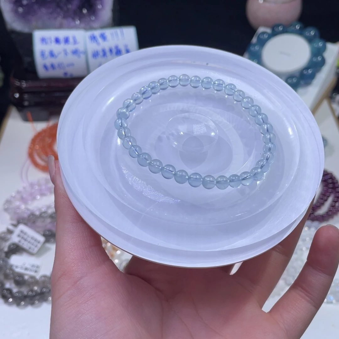 未镶嵌手链水晶透体冰川蓝海蓝宝5+    40