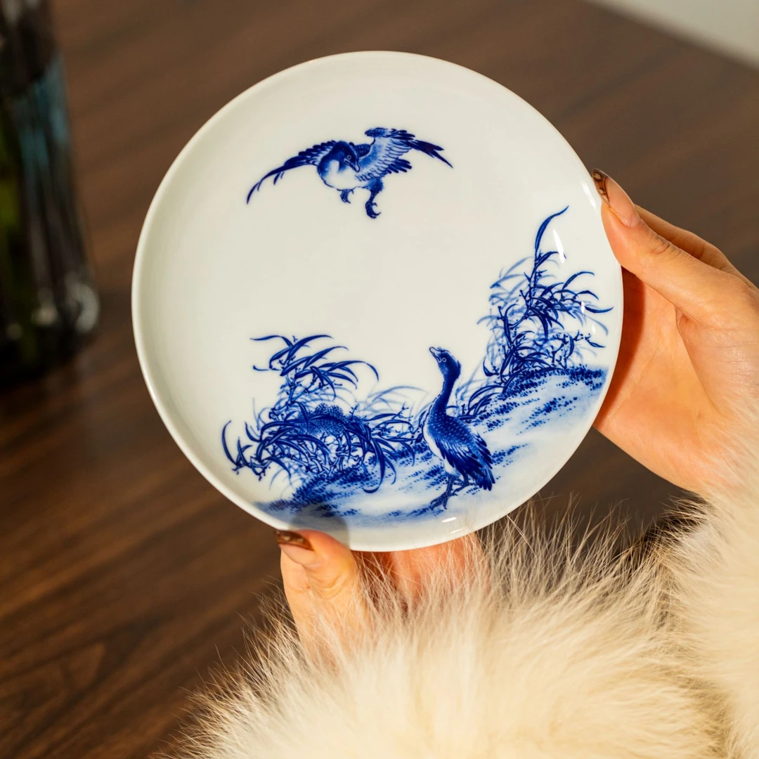 砚菲轩 青花花鸟壶承