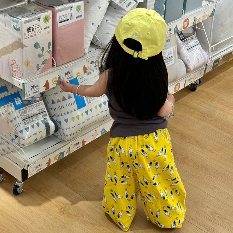 女童夏季纯棉防蚊裤2025新款儿童休闲裤宽松亲子男女宝宝遛弯裤子