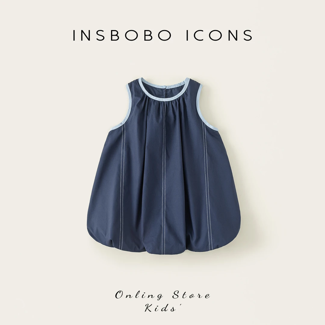 XQ25127【夏】儿童裙子(圆领无袖灯笼连衣裙)