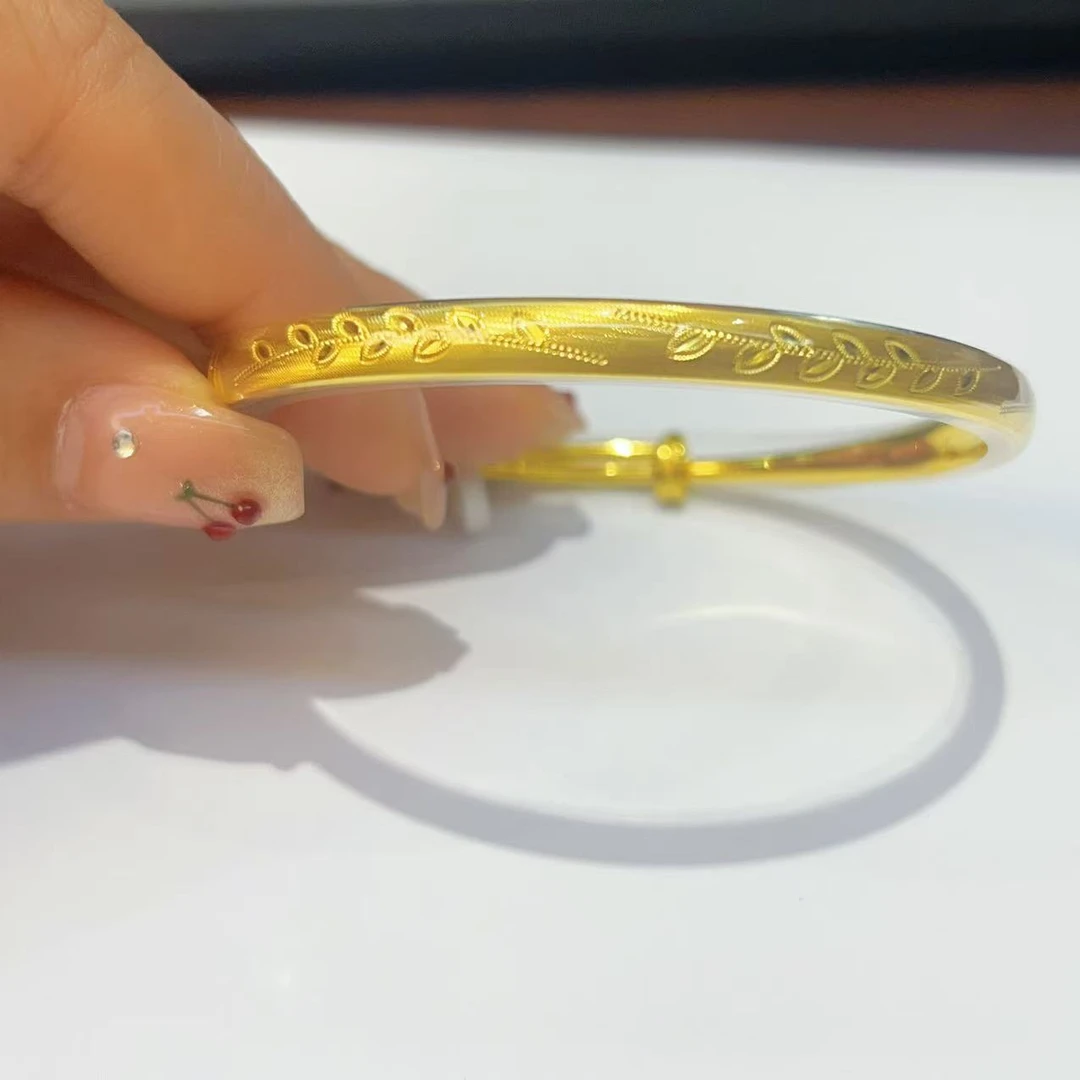 足金手镯 足金推拉手镯素款足金拉丝面推拉手镯