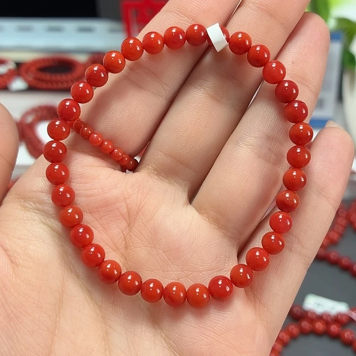 南红玛瑙未镶嵌柿子玫红5.1+手围16全品原矿无胶裂无优化