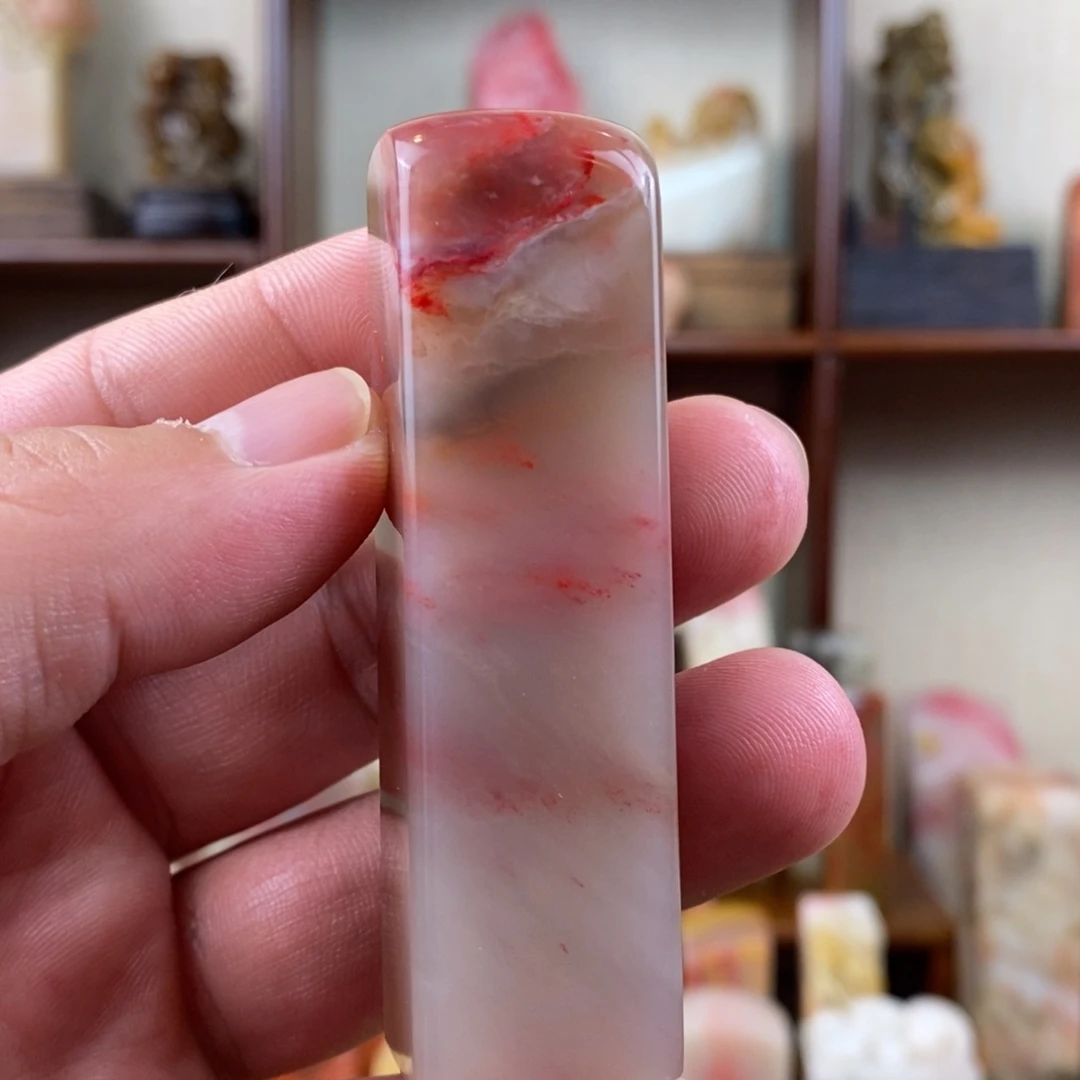巴林石印石巴林鸡血石素章