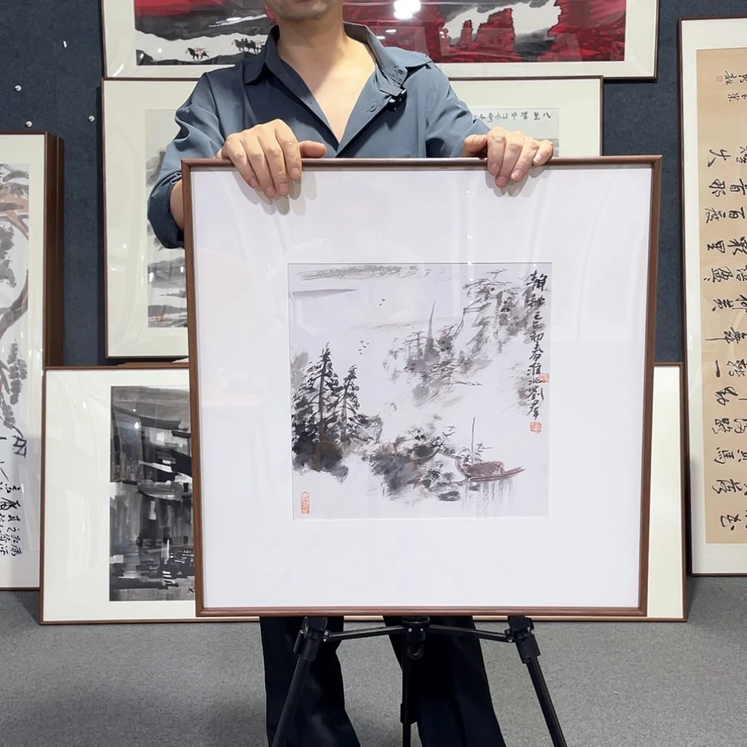 国画手绘画作品带框