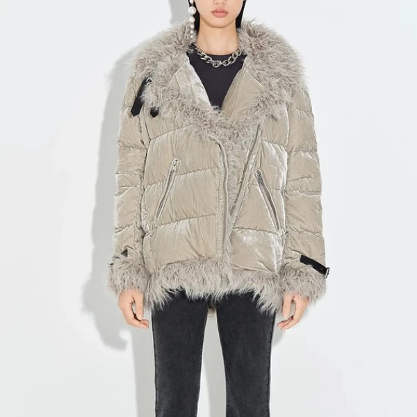 地家（DA）时尚毛领90白鸭绒潮流工装丝绒撤柜剪标羽绒外套3C1K301