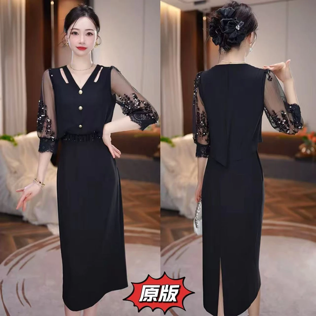 【月影沙丘】2025早秋新款连衣裙女洋气显瘦减龄时尚设计轻奢礼服裙