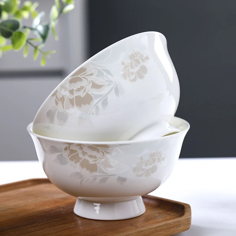 清雅名媛6英寸高脚碗米饭碗6寸泡面碗陶瓷碗家用乔迁新居