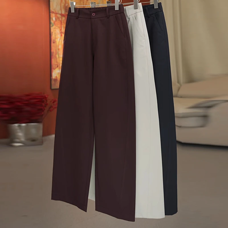 春秋新款弯刀裤女秋冬新款舒适休闲裤子钛金棉弹力百搭窄版直筒裤